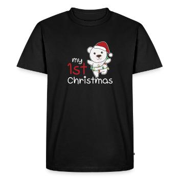 Ours polaire Noël Ours polaires mon 1er Noël - T-shirt Premium bio Homme - noir - Devant - Nico (187cm)
