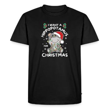 I want a hippo for Christmas cute hippos - Men's Premium Organic T-Shirt - black - Front - Nico (187cm)