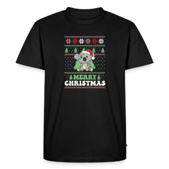 Merry Christmas retro ugly christmas Koala - Men's Premium Organic T-Shirt - black - Front - Nico (187cm)