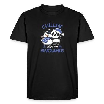 Panda Chillin avec mon bonhomme de neige - T-shirt Premium bio Homme - noir - Devant - Nico (187cm)