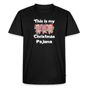 Pig Christmas Pajamas Cute Pigs - Men's Premium Organic T-Shirt - black - Front - Nico (187cm)