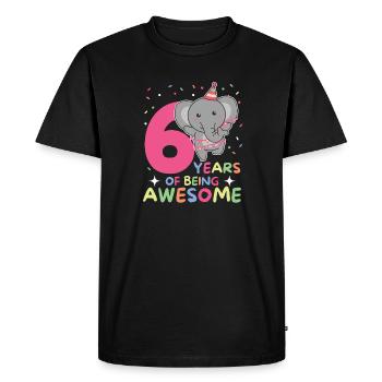 Éléphant pour 6e anniversaire Enfants de six ans - T-shirt Premium bio Homme - noir - Devant - Nico (187cm)