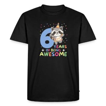 6e anniversaire raton laveur enfants six ans - T-shirt Premium bio Homme - noir - Devant - Nico (187cm)