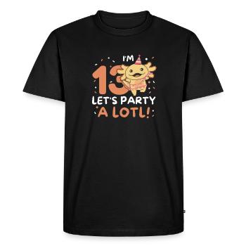 13e anniversaire Axolotl Treize ans Sweet Axolotls - T-shirt Premium bio Homme - noir - Devant - Nico (187cm)