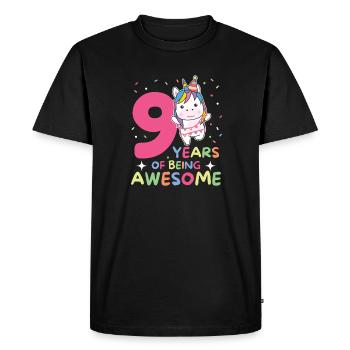 Unicorn for 9th birthday children nine years old - Men's Premium Organic T-Shirt - black - Front - Nico (187cm)
