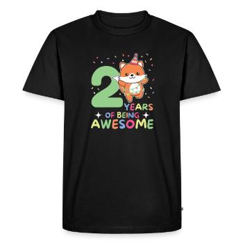 Fox for the 2nd birthday Children two years old - Men's Premium Organic T-Shirt - black - Front - Nico (187cm)