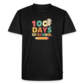 100 days of school Sloth 100 Days - Men's Premium Organic T-Shirt - black - Front - Nico (187cm)