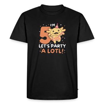 5ème anniversaire axolotl cinq ans axolotls sucrés - T-shirt Premium bio Homme - noir - Devant - Nico (187cm)