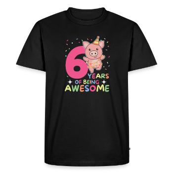 Cochon pour 6e anniversaire Enfants de six ans - T-shirt Premium bio Homme - noir - Devant - Nico (187cm)