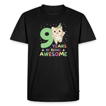 Cat for 9th birthday children nine years old - Men's Premium Organic T-Shirt - black - Front - Nico (187cm)