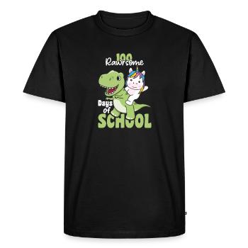 100 jours d’école licorne Trex 100 jours - T-shirt Premium bio Homme - noir - Devant - Nico (187cm)