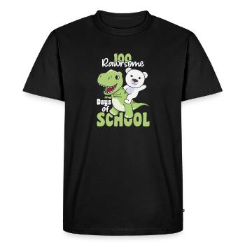 100 jours d’école Polar Bear Trex 100 jours - T-shirt Premium bio Homme - noir - Devant - Nico (187cm)