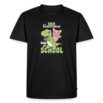 100 jours d’école Pig Trex 100 jours - T-shirt Premium bio Homme - noir - Devant - Nico (187cm)