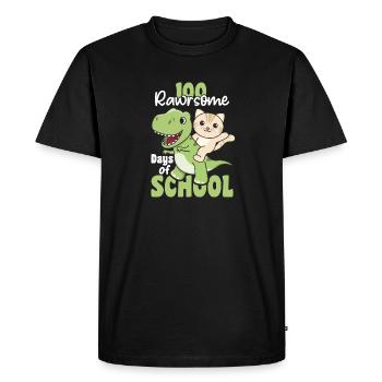100 jours d’école Cat Trex 100 jours - T-shirt Premium bio Homme - noir - Devant - Nico (187cm)