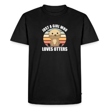 Seulement une fille qui aime la loutre - loutre douce - T-shirt Premium bio Homme - noir - Devant - Nico (187cm)