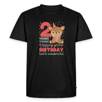 Cerf pour 2e anniversaire Enfants de deux ans - T-shirt Premium bio Homme - noir - Devant - Nico (187cm)