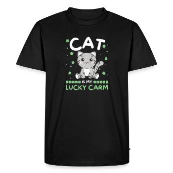 Le chat est ma voiture porte-bonheur Clover St Patrick’s Day - T-shirt Premium bio Homme - noir - Devant - Nico (187cm)