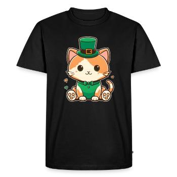 Chaton leprechaun en vert - T-shirt Premium bio Homme - noir - Devant - Nico (187cm)