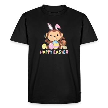 joyeuse Pâques doux singe Pâques avec œufs de Pâques - T-shirt Premium bio Homme - noir - Devant - Nico (187cm)
