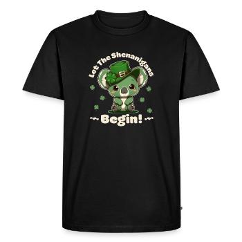 let the shenanigans begin Kleeblatt St Patricks - Men's Premium Organic T-Shirt - black - Front - Nico (187cm)