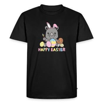 joyeuses Pâques rhinocéros doux Pâques avec œufs de Pâques - T-shirt Premium bio Homme - noir - Devant - Nico (187cm)