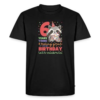6e anniversaire raton laveur enfants six ans - T-shirt Premium bio Homme - noir - Devant - Nico (187cm)