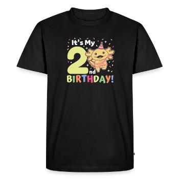 Axolotl pour les enfants de 2ème anniversaire deux ans - T-shirt Premium bio Homme - noir - Devant - Nico (187cm)