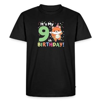 Fox for his 9th birthday Children nine years old - Men's Premium Organic T-Shirt - black - Front - Nico (187cm)