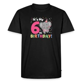 Éléphant pour 6e anniversaire Enfants de six ans - T-shirt Premium bio Homme - noir - Devant - Nico (187cm)
