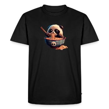 Mais d’abord ramen panda doux mange des ramen - T-shirt Premium bio Homme - noir - Devant - Nico (187cm)