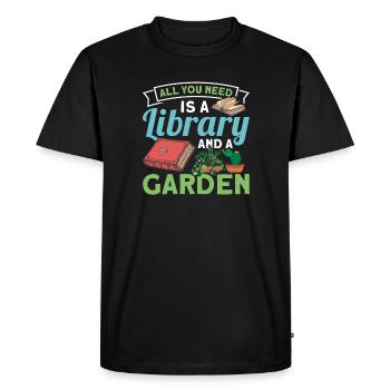 Conception d’amateurs de livres avec des livres pour la littérature - T-shirt Premium bio Homme - noir - Devant - Nico (187cm)