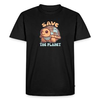 Turtle with soil Environmental protection save the planet - Men's Premium Organic T-Shirt - black - Front - Nico (187cm)