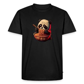 Mais d’abord ramen panda doux mange des ramen - T-shirt Premium bio Homme - noir - Devant - Nico (187cm)