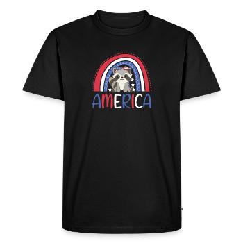 4 juillet American Raccoon for Kids USA - T-shirt Premium bio Homme - noir - Devant - Nico (187cm)