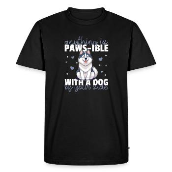 Chiens jeu de mots mignon husky - T-shirt Premium bio Homme - noir - Devant - Nico (187cm)