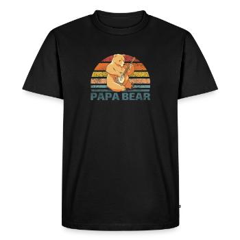Papabear Fête des pères meilleur papa père ours avec banjo - T-shirt Premium bio Homme - noir - Devant - Nico (187cm)