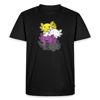Nonbinary Flag Pride LGBTQ Mignon Axolotl Pile - T-shirt Premium bio Homme - noir - Devant - Nico (187cm)