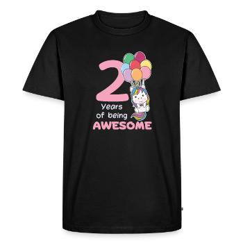 Licorne pour les enfants de 2e anniversaire de deux ans - T-shirt Premium bio Homme - noir - Devant - Nico (187cm)