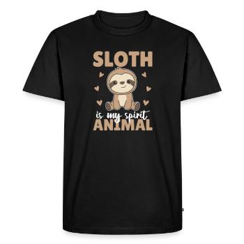 La paresse est mon animal spirituel - paresseux doux - T-shirt Premium bio Homme - noir - Devant - Nico (187cm)