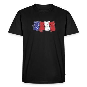 Cat for the Fourth of July USA Flag Cats - Men's Premium Organic T-Shirt - black - Front - Nico (187cm)