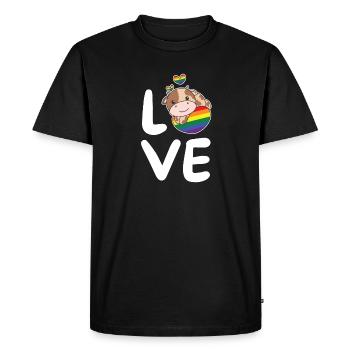 Rainbow Flag Pride LGBTQ Cute Cow Love - Men's Premium Organic T-Shirt - black - Front - Nico (187cm)