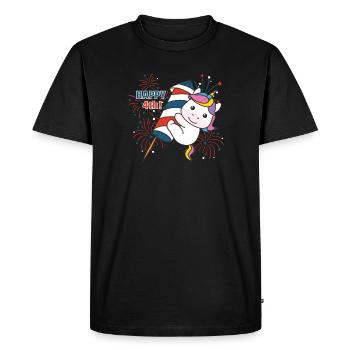 Licorne pour la fusée de feux d’artifice du quatrième juillet - T-shirt Premium bio Homme - noir - Devant - Nico (187cm)
