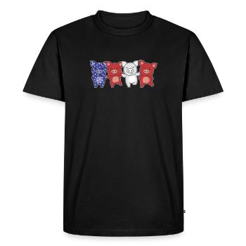 Pig for the Fourth of July USA Flag Pigs - Men's Premium Organic T-Shirt - black - Front - Nico (187cm)