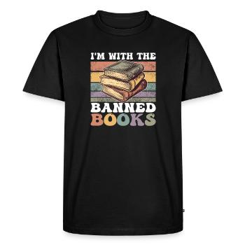 I'm with the banned books Buchliebhaber Design - Men's Premium Organic T-Shirt - black - Front - Nico (187cm)