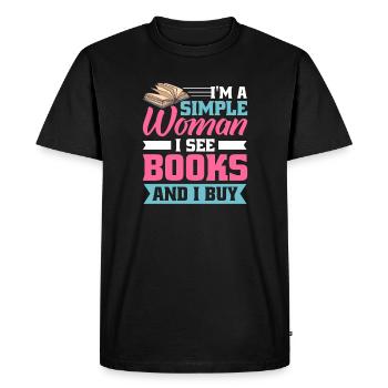 Conception d’amateurs de livres avec des livres pour la littérature - T-shirt Premium bio Homme - noir - Devant - Nico (187cm)
