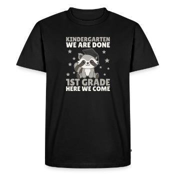 Kids Kindergarten graduate raccoon 1st grade - Men's Premium Organic T-Shirt - black - Front - Nico (187cm)