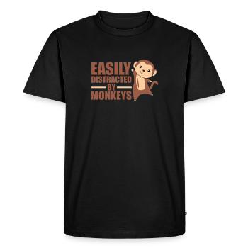 Easily distracted by monkeys - cute monkey - Men's Premium Organic T-Shirt - black - Front - Nico (187cm)