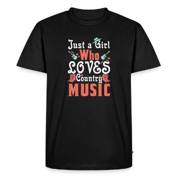 Juste une fille qui aime la musique country - T-shirt Premium bio Homme - noir - Devant - Nico (187cm)