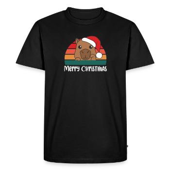 joyeux Noël Rétro Capybara Noël - T-shirt Premium bio Homme - noir - Devant - Nico (187cm)