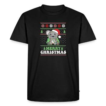 Merry Christmas retro ugly christmas mouse - Men's Premium Organic T-Shirt - black - Front - Nico (187cm)